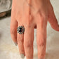 925 Sterling Silver Garnet Oval Flower Boho Ring