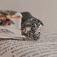 Unique fairy in forest silver ring with forest leaves and detailed fairy