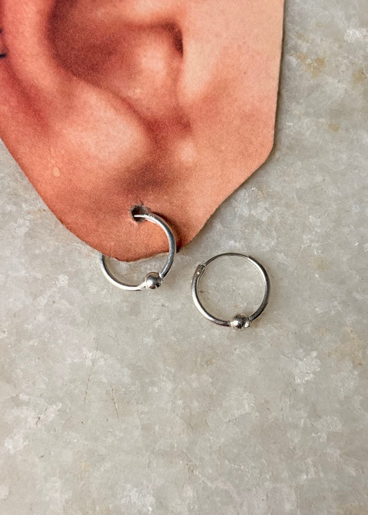 925 Sterling Silver Plain Ball Hoops