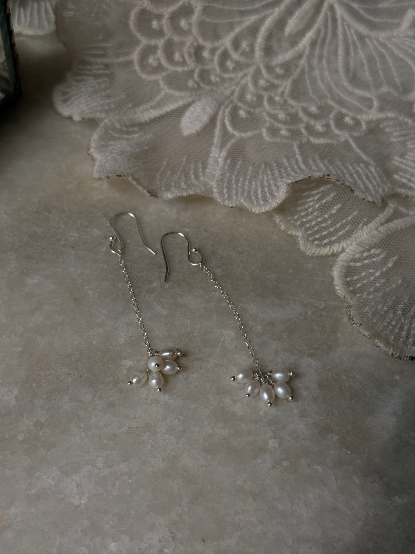 925 Sterling Silver Fresh Water Pearls Jhumki Charms Handcrafted Hook Earrings