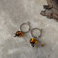 925 Sterling Silver Amber, Dalmation Jasper Italian Hoops
