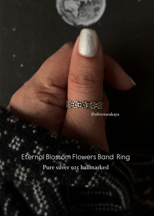 Eternal Blossom Flowers Band 925 Silver Ring - Floral-Inspired Silver Ring