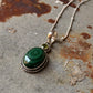 925 Sterling Silver Malachite Oval &  Peridot Round Faceted Handcrafted One of a Kind Pendant