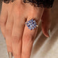 925 Sterling Silver Natural Tanzanite Faceted Big Flower Statement Ring