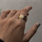 925 Sterling Silver Triple Tone Moving Bands Spinner Ring