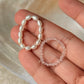 Natural Crystal Stretchy Light Shade Rose Quartz 2mm & Fresh Water Pearl Rings
