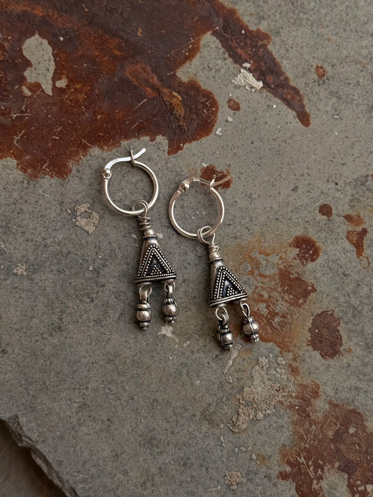925 Sterling Silver Handcrafted Mandali Rawa Hoops Earrings