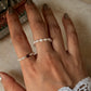 Natural Crystal Stretchy Fresh Water Pearl & Garnet Silver Ball Rings
