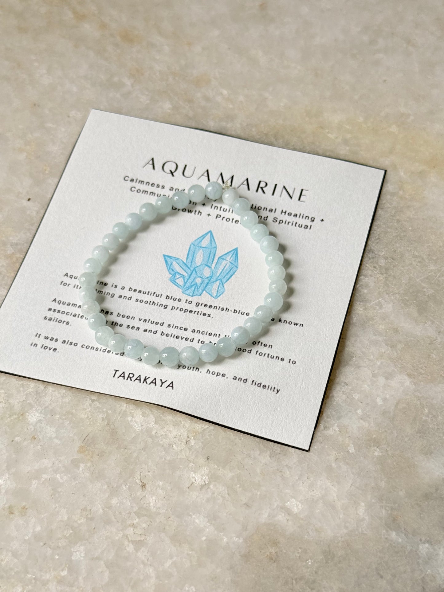 Natural Crystal Aquamarine 4mm Bracelet