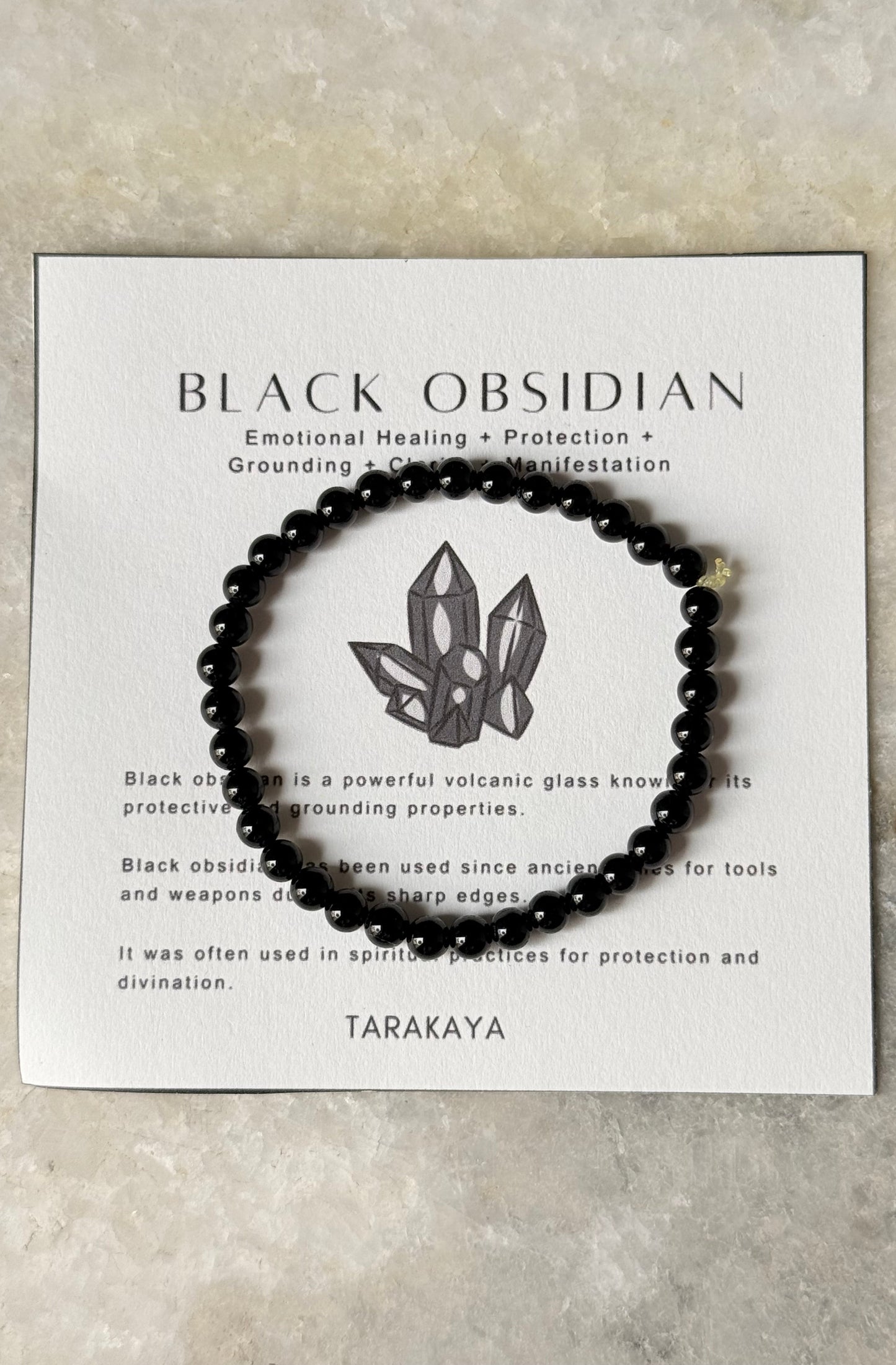 Natural Crystal Black Obsidian 4mm Bracelet