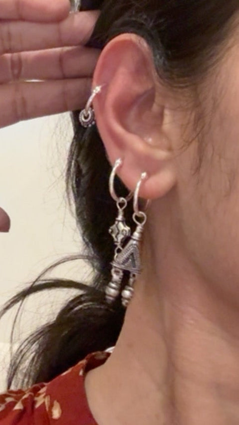 925 Sterling Silver Handcrafted Mandali Rawa Hoops Earrings