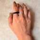 Natural Crystal Faceted Black Agate Band Ring