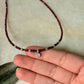 925 Sterling Silver Garnet Box 2mm Flower Charm Necklace