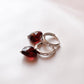 Elegant Garnet Heart CZ Silver Huggie Earrings for Women