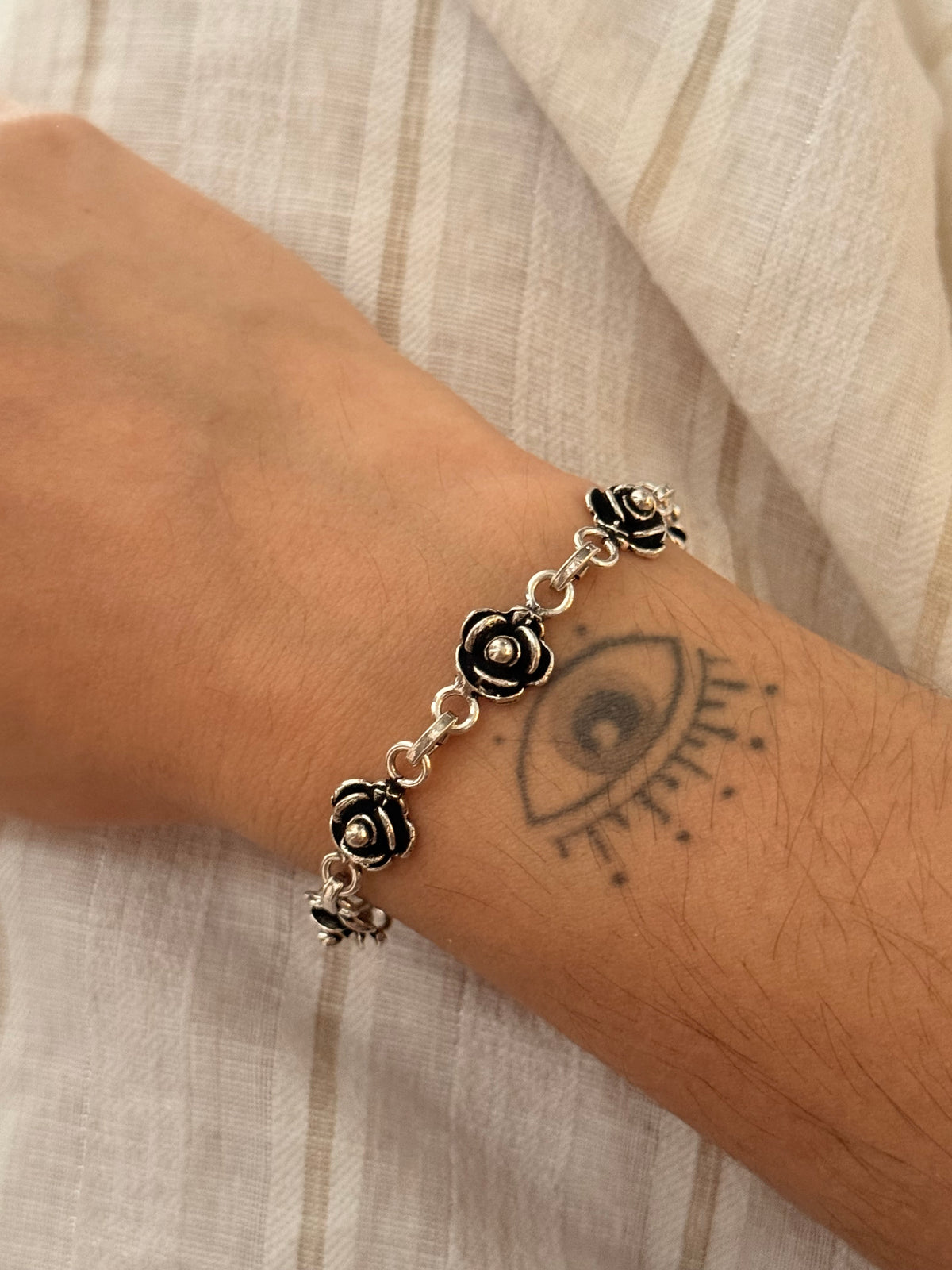 925 Sterling Silver Antique Rose Bracelet