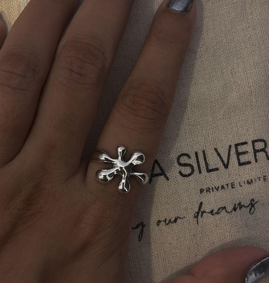 Sterling Silver Molten Drip Ring with Textured, Dripping Effect