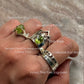 925 Sterling Silver Peridot Oval Contemporary Chunky Thick Stack Ring