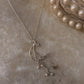 925 Sterling Silver Fresh Water Pearls Chain Moon Wire Wrapped Handcrafted Necklace