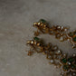 925 Sterling Silver Gold Plated Antique Moissanite Polki Green Onyx , Fresh Water Pearls Statement Earrings
