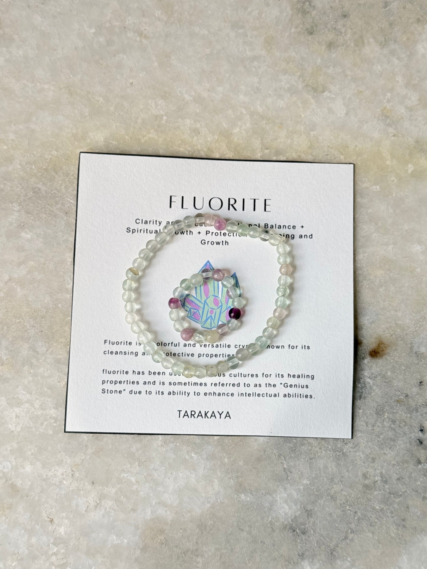 Natural Crystal Fluorite 4mm Stretchy Rings & Bracelet
