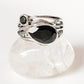 Black Onyx Pear Cut Rustic Statement Silver Ring