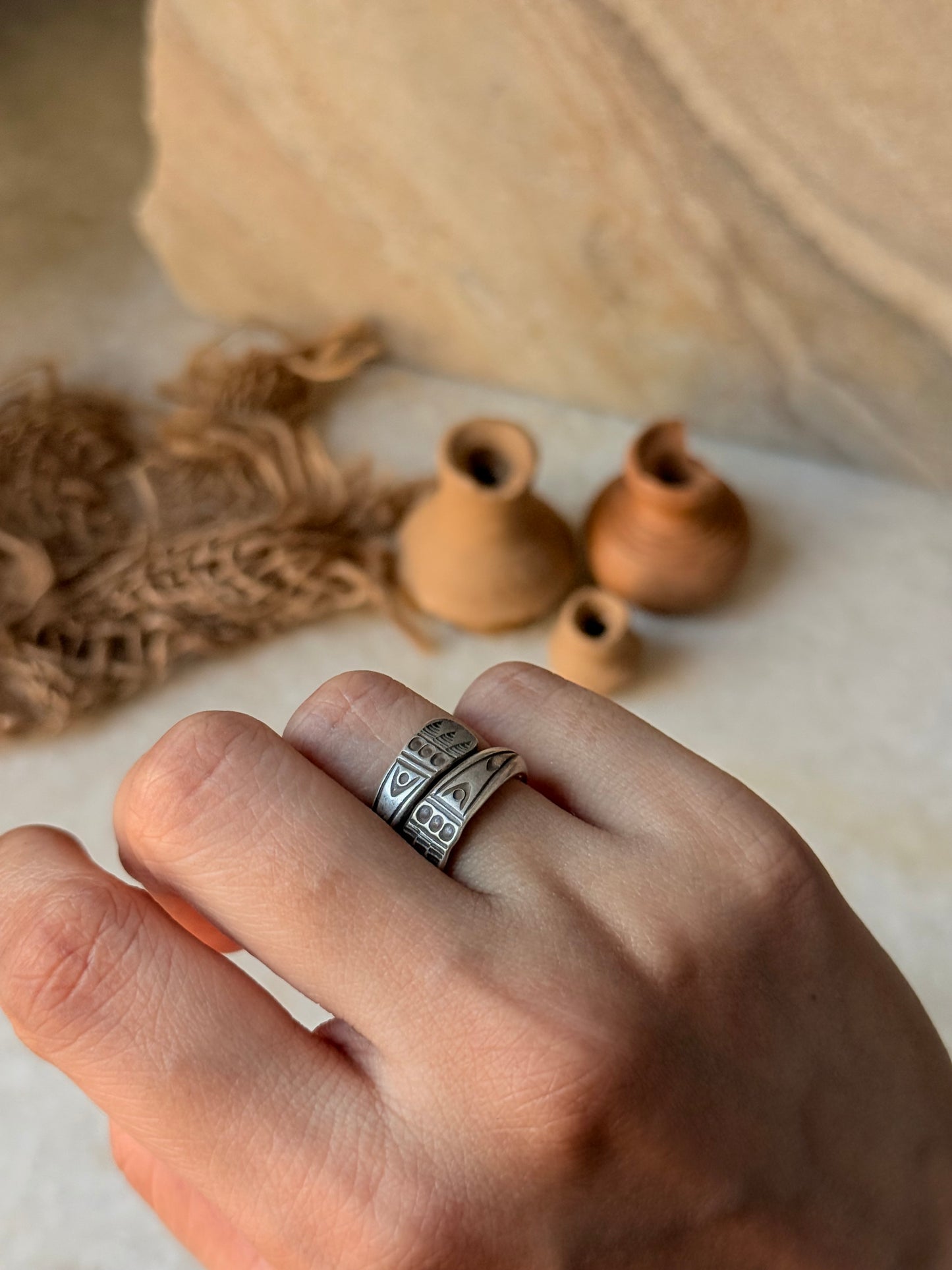 925 Sterling Silver Bohemian Hill Tribe Handcrafted Adjustable Ring