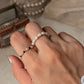 Natural Crystal Stretchy Shiny Basra Pearl & Black Spinel Silver Ball Rings