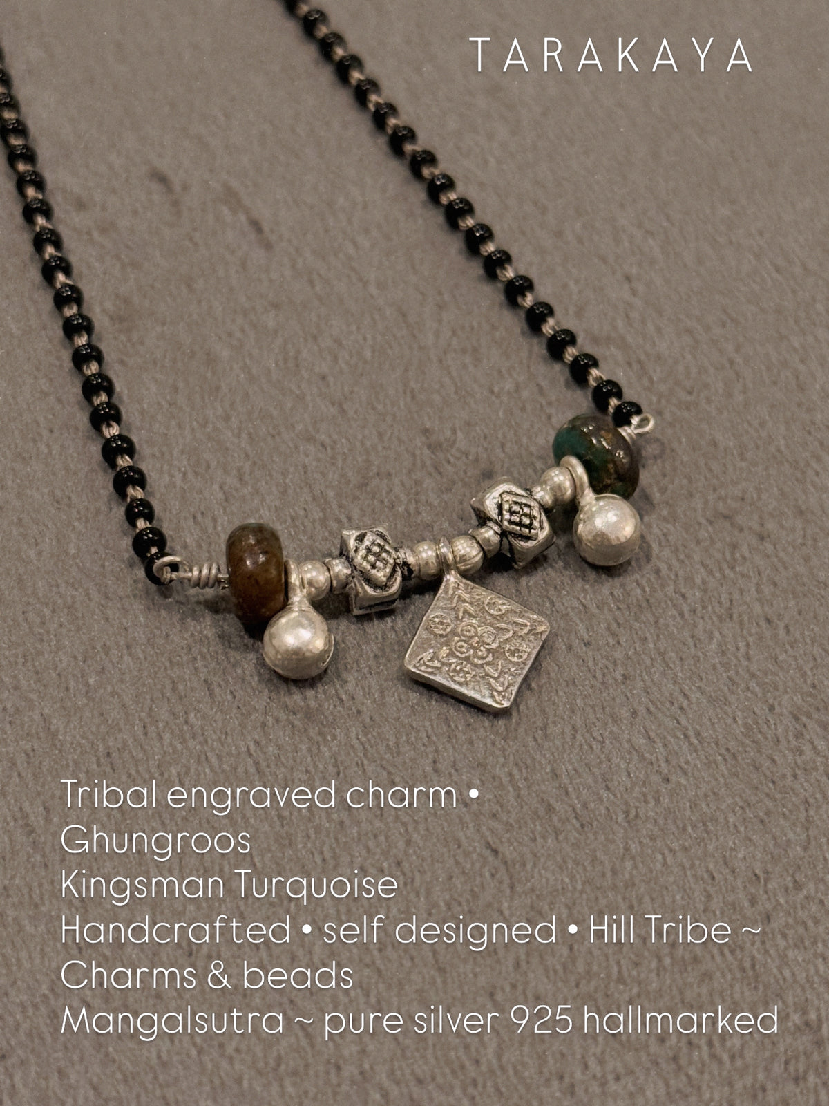 925 Sterling Silver Tribal Ghungroo Kingsman Turquoise  Handcrafted One of a Kind Boho Style Mangalsutra