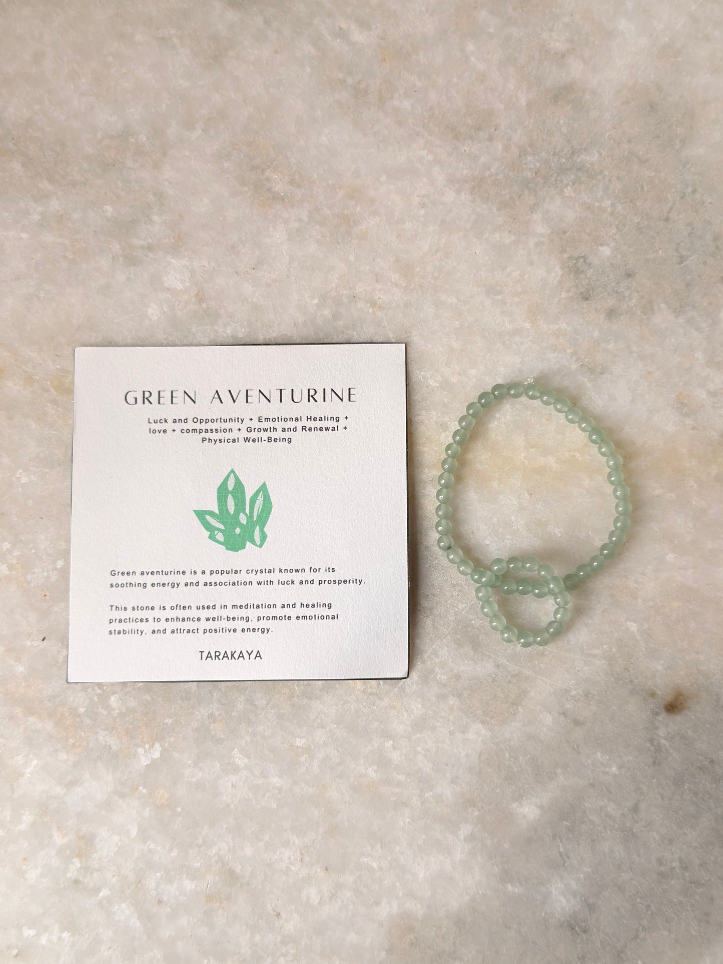 Natural Crystal Green Aventurine 4MM Stretchy Rings & Bracelet