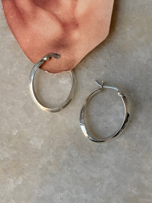 925 Sterling Silver Chunky Italian U Statement Hoops