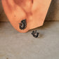925 Sterling Silver Antique Plain Oxidised Boho Studs Earrings