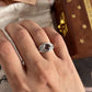 Boho-inspired silver ring with round clear quartz stone