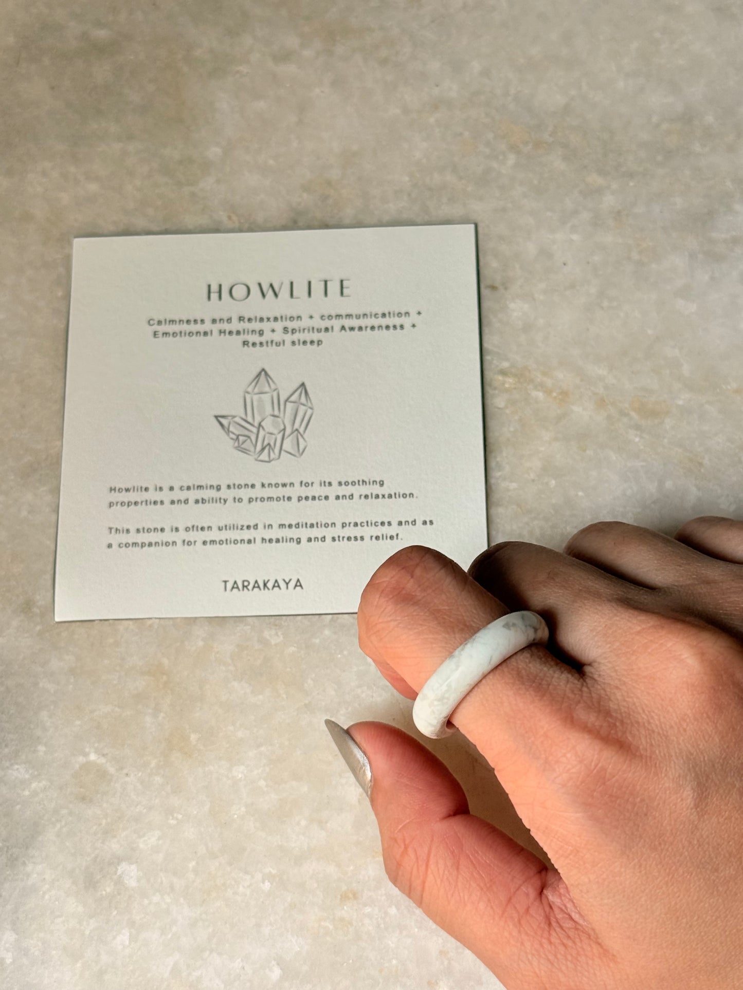 Natural Crystal Howlite Band Ring