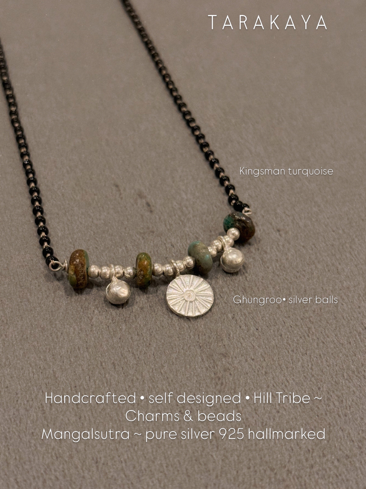 925 Sterling Silver Coin Kingsman Turquoise Ghungroo Handcrafted One of a Kind Hill Tribe - Boho Style Mangalsutra