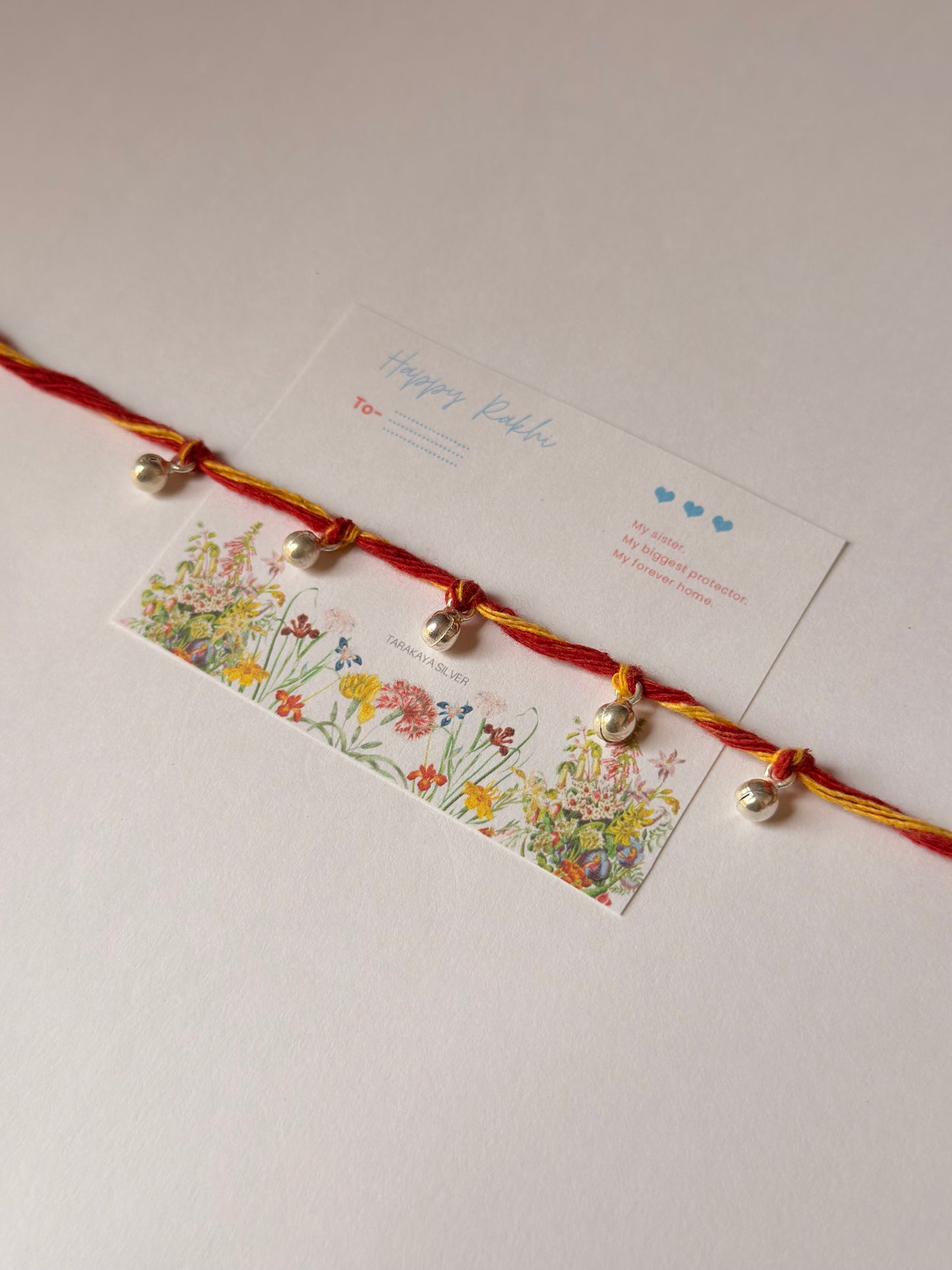 925 Sterling Silver Ghungroo Traditional Cotton Yellow Thread Handcrafted • Hand-braided Rakhi
