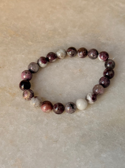Natural Crystal AA Pink Tourmaline 8mm Bracelet