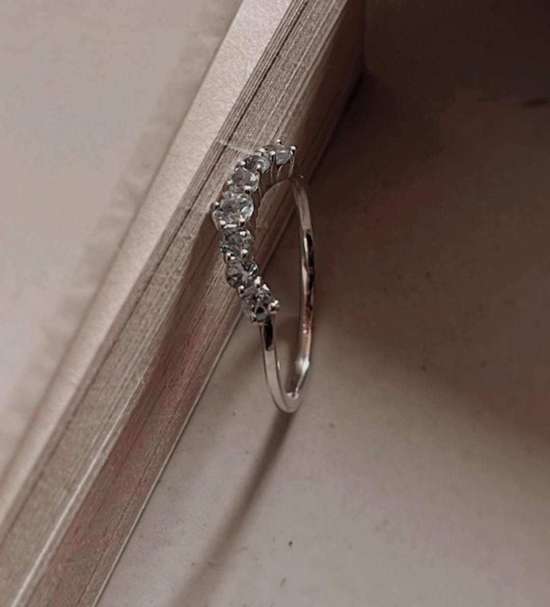 Chic Blue Topaz Silver Ring with Crown Stone Design