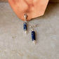 925 Sterling Silver Lapis Lazuli, Clear Quartz & Pearl Studs Earrings
