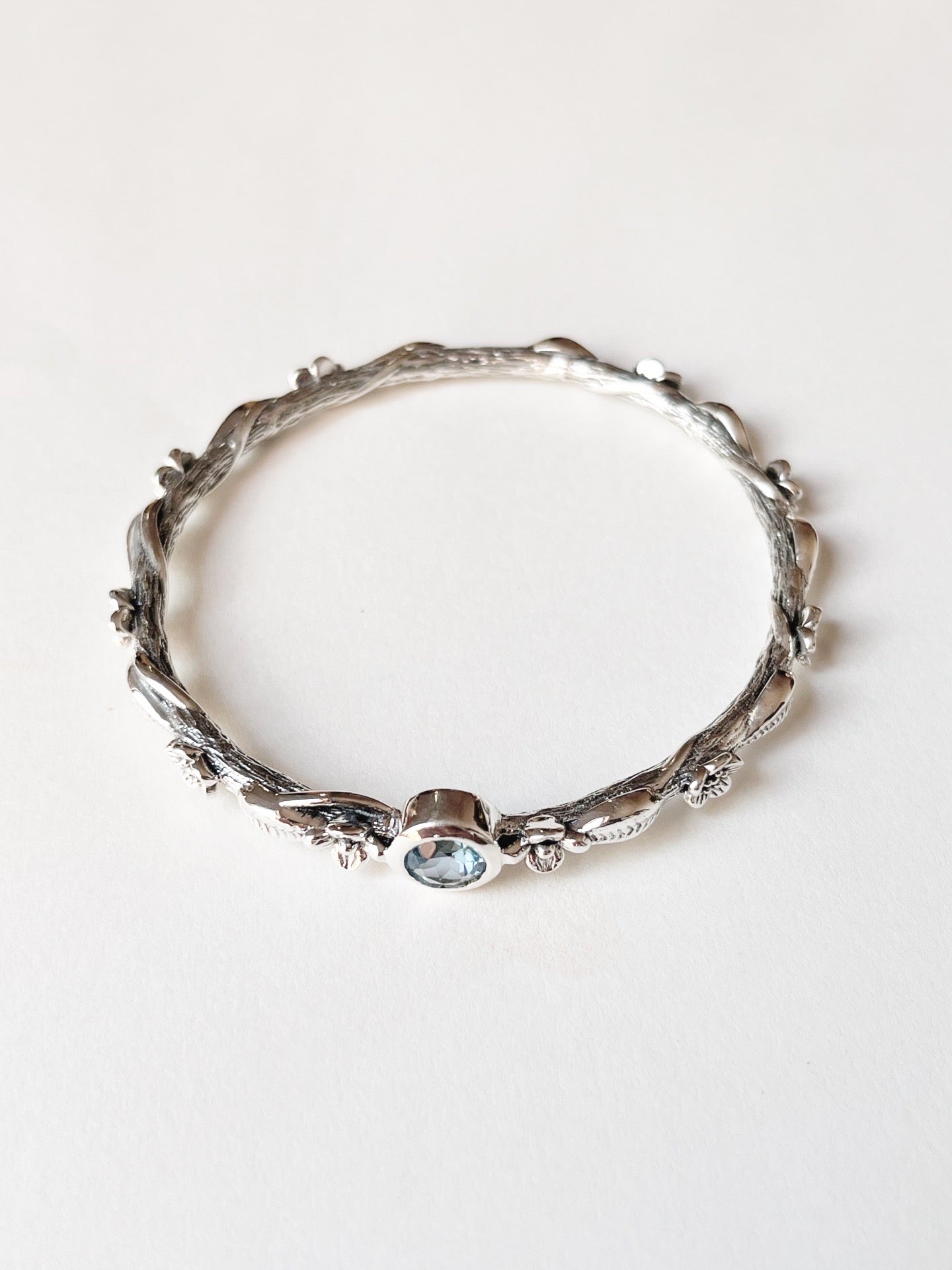 Blue topaz forest enchantments statement sterling silver 925 bangle