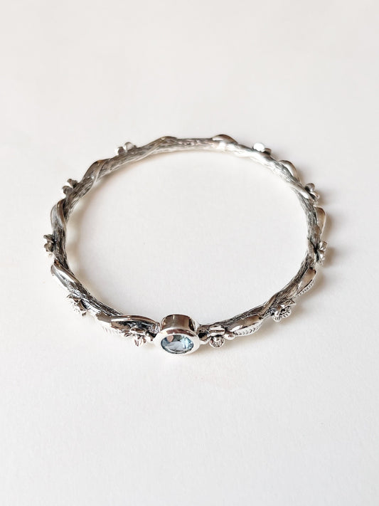Blue topaz forest enchantments statement sterling silver 925 bangle