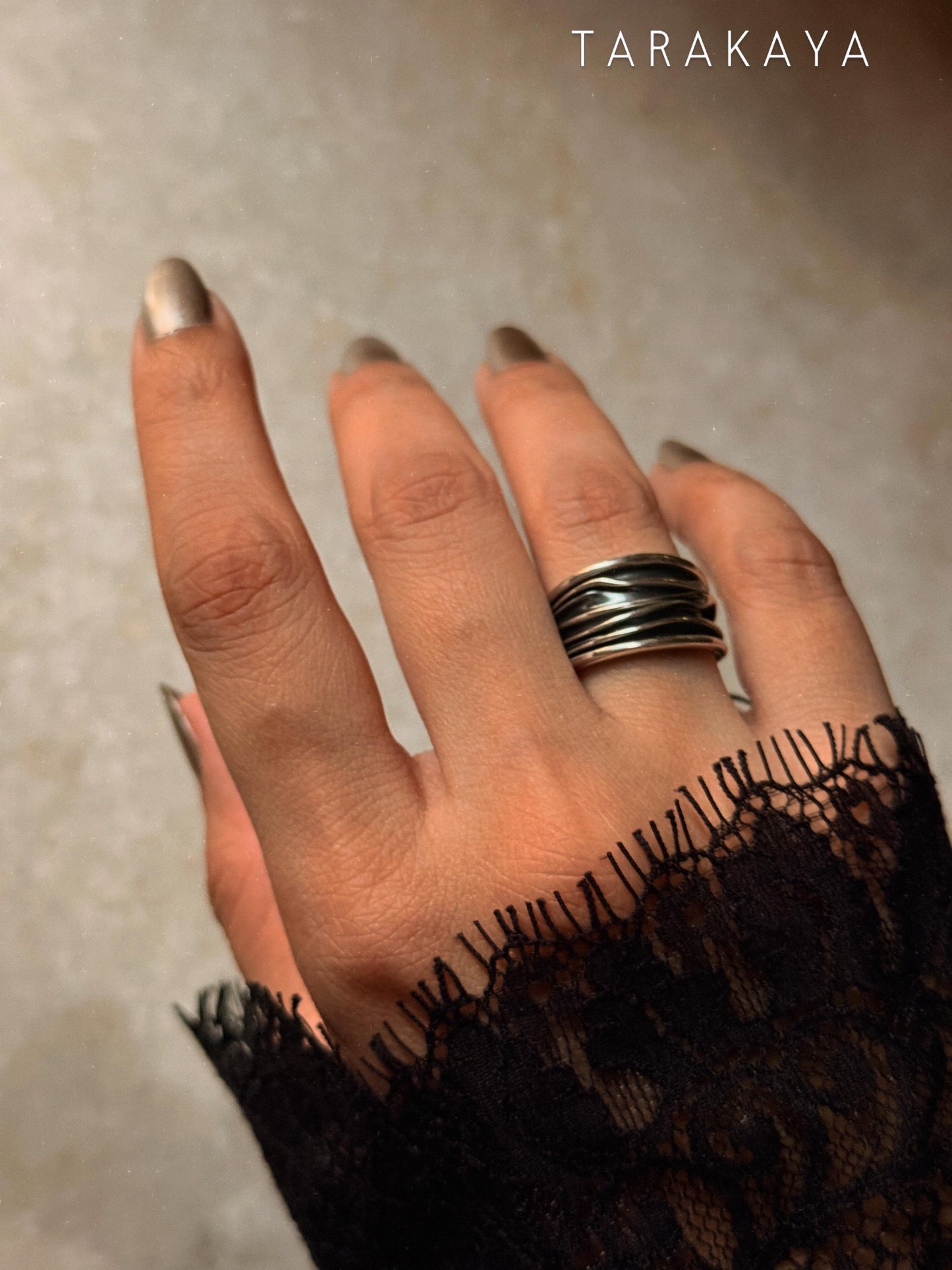 925 Sterling Silver Draped Textured Band Ring