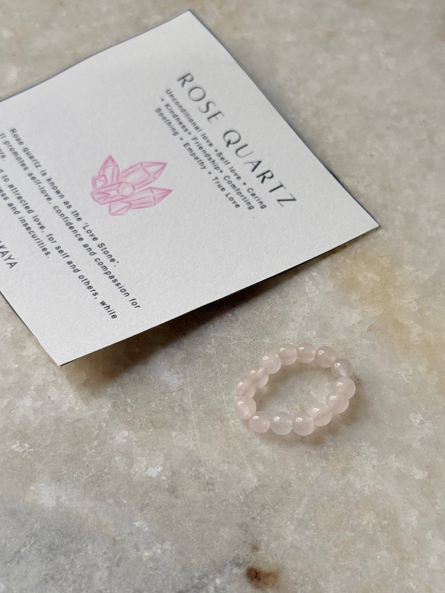Rose Quartz 4mm Natural Crystal Stretchy Rings