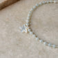 Natural Aquamarine, Shiny Pearls & Mother of Pearl Starfish 925 Sterling Silver Necklace