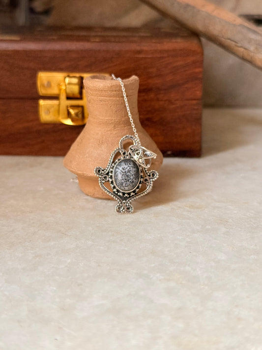 925 Sterling Silver Boho Merlinite Handcrafted Pendant