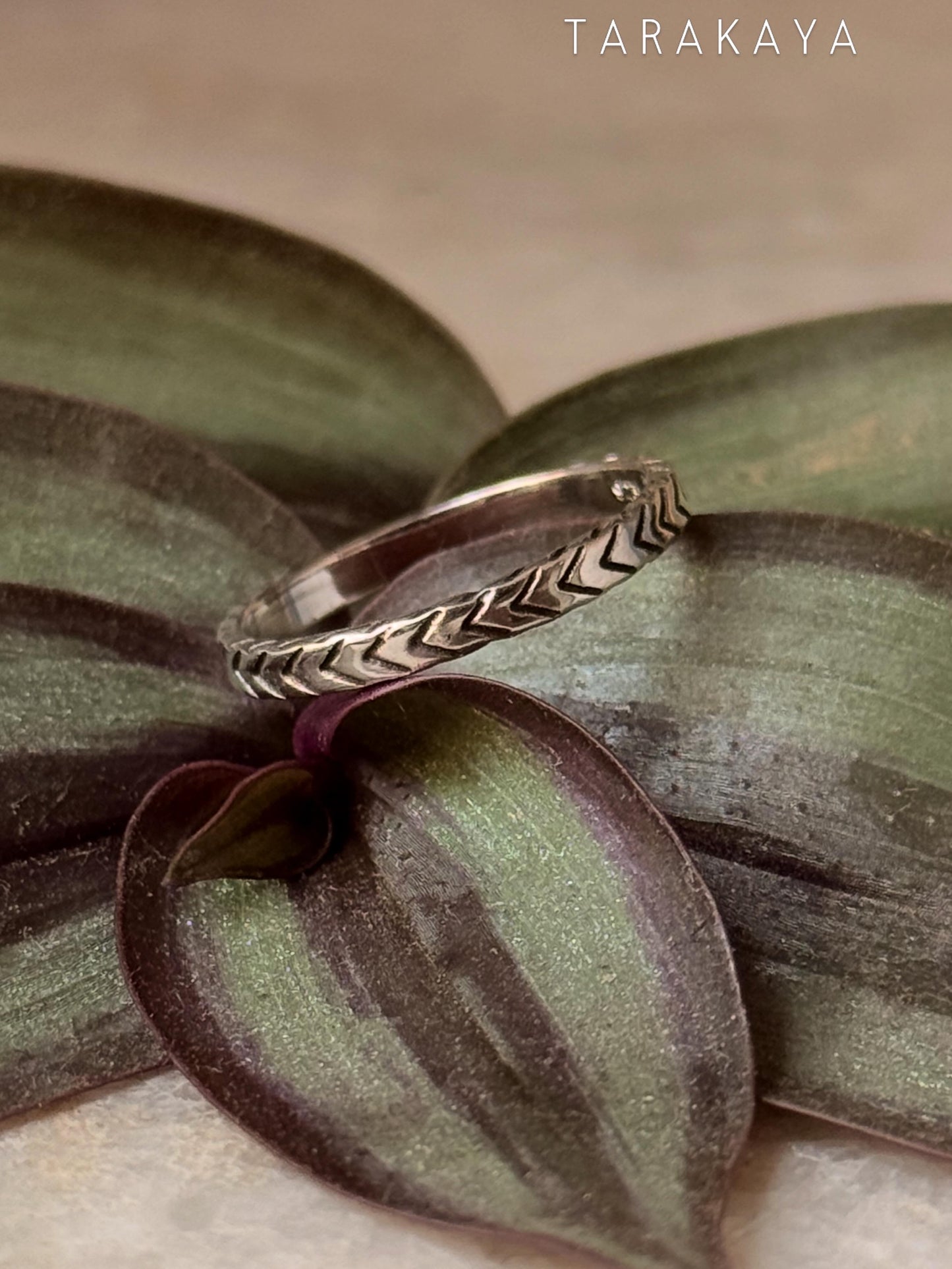 925 Sterling Silver V Engraved Tribal Boho Stackable Daily Wear Ring