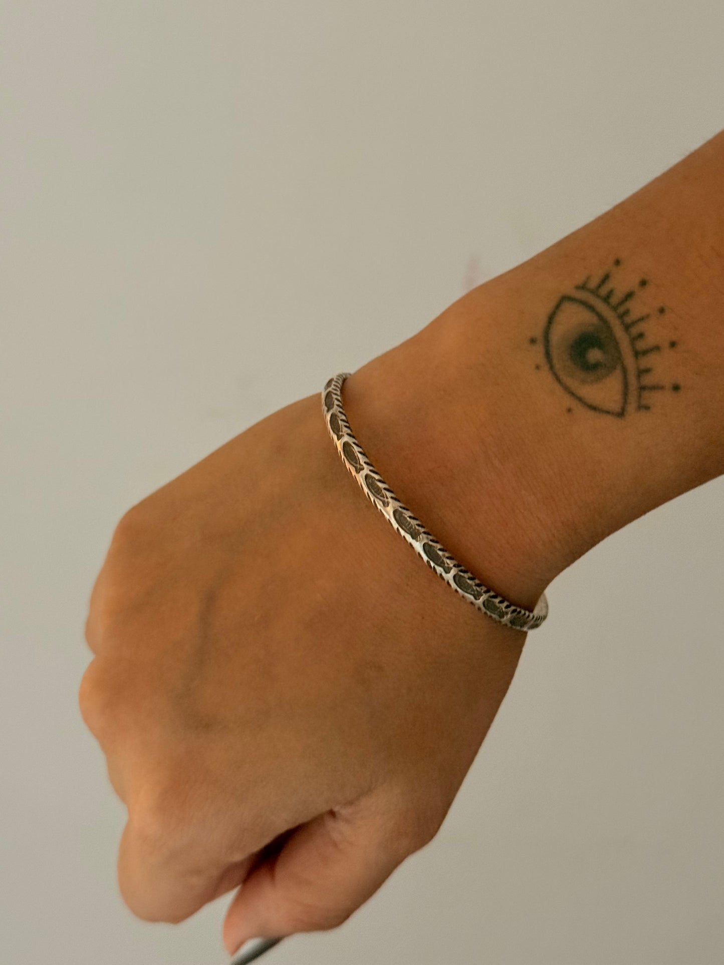 925 Sterling Silver Antique Hill Tribe Handcrafted Matsya Adjustable Kada
