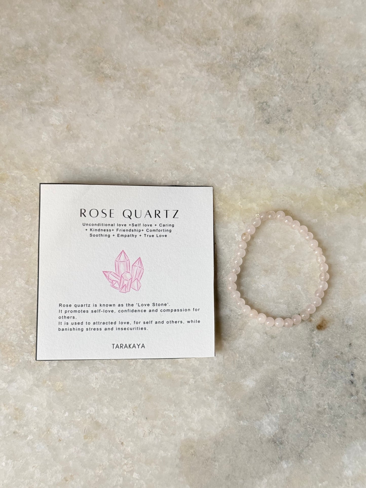 Rose Quartz 4mm Natural Crystal Bracelet