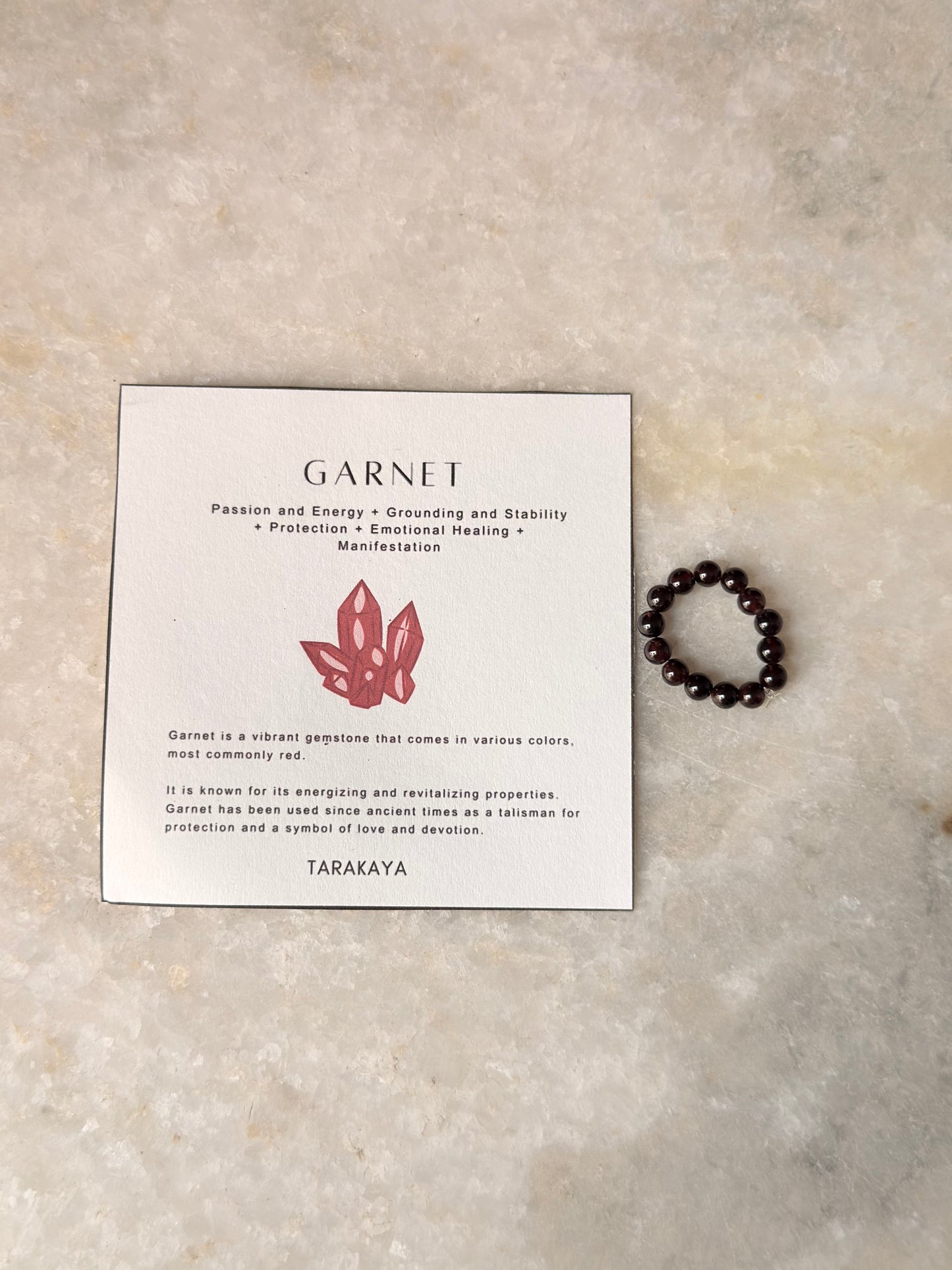 Natural Crystal Garnet 4mm Stretchy Rings