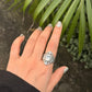 925 Sterling Silver Clear Quartz Blue Topaz Vintage Style Statement Ring