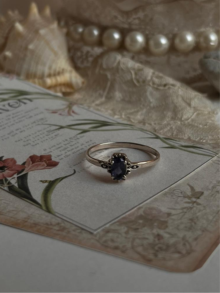 Iolite Victorian Style 925 Sterling Silver Ring